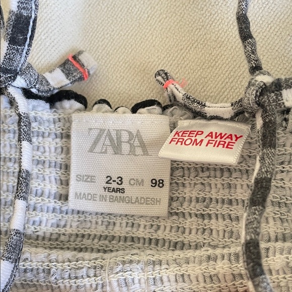 Zara Gray and White gingham Knit dress baby girl 2T - Picture 2 of 7
